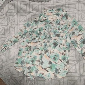 Sonoma 3/4 sleeve tropical button up aloha shirt